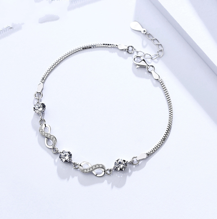 S925 Sterling Silver Bracelet Diamond crystal