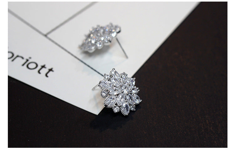 S925 pure sterling silvern Flower Earrings