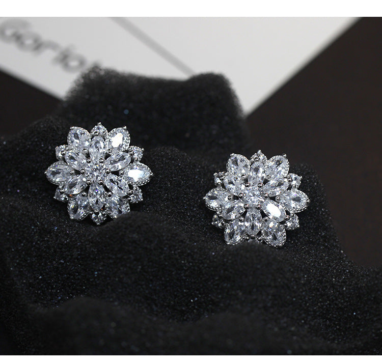 S925 pure sterling silvern Flower Earrings